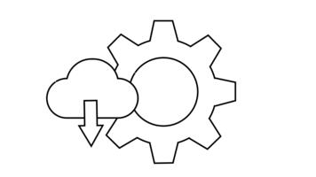 moln datoranvändning och redskap ikon representerar teknologi och automatisering video