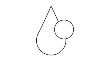 een traan vorm met een cirkel naar haar Rechtsaf verbonden door een gebogen lijn Bij de bodem video
