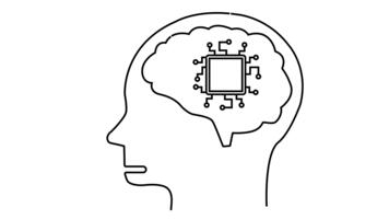 schema di testa con cervello contenente un' circuito tavola illustrare artificiale intelligenza o cibernetica video