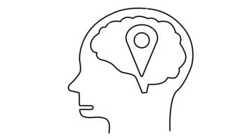 schema di un' testa con un' cervello forma dentro contenente un' Posizione marcatore video