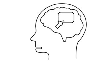 testa schema con cervello freccia punti per rettangolo entro video