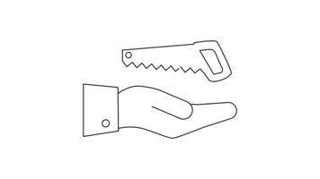 ett öppen hand under en fick syn på med en hantera både definierat förbi konturer video