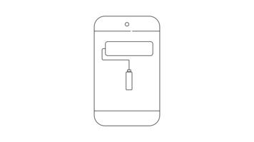 en måla vält ikon är visas på de skärm av en cell telefon med en avrundad rektangel och en cirkel på de topp video