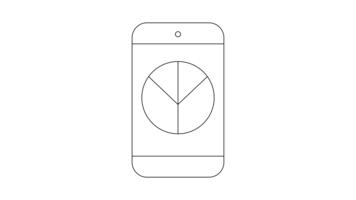 översikt teckning av en smartphone med en cirkulär Graf visas på de skärm video