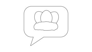 en linje teckning visar tre ägg i en bo inom en Tal bubbla form video