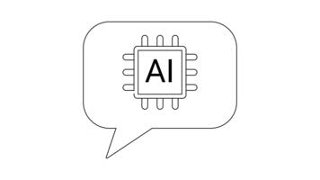 een toespraak bubbel bevat een plein spaander met ai in haar centrum en afgeronde rechthoekig poten video