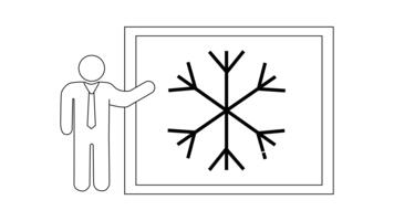 A person points to a chart displaying a snowflake video
