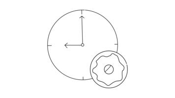 orologio con mani puntamento per 9 e 12 Il prossimo per un' ciambella con un' squillare di glassatura video