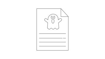 en teckning av en ark av papper med en tecknad serie spöke och horisontell rader hörn av papper är vikta ner video