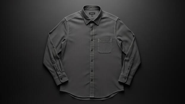 Dark Grey Button Down Shirt Laid Flat photo