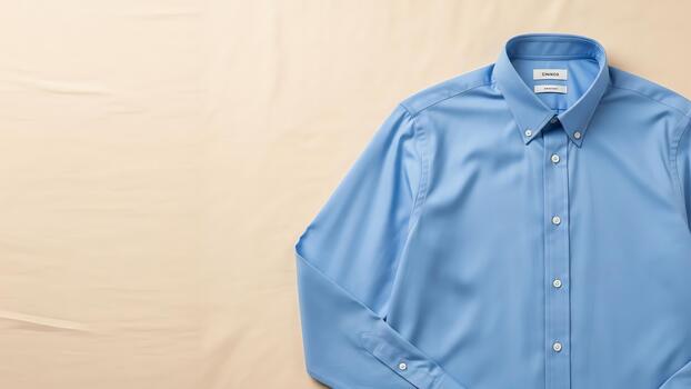 Blue Button Down Dress Shirt Laid Flat photo