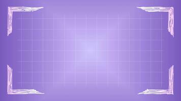 fyra hörn konsoler fylld med grov Scribbled rader i en sluta rörelse stil, lavendel- lila rutnät mönster bakgrund med en subtil ljus lutning i de Centrum, minimalistisk video