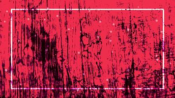 contrastante magro bianca linea rettangolare telaio, buio rosso graffiato Cracked struttura sfondo, galleggiante bianca particella polvere fermare movimento animazione effetto video