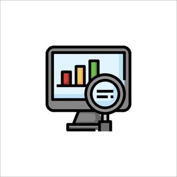 Data Analysis Icon Computer Chart Magnifying Glass, analytics vector