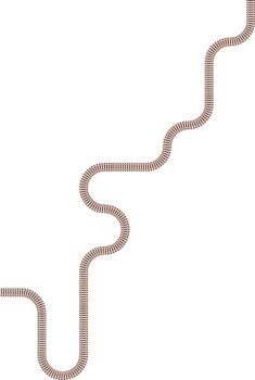 Railroad maze path structured within square geometry and rounded wave routing. vector