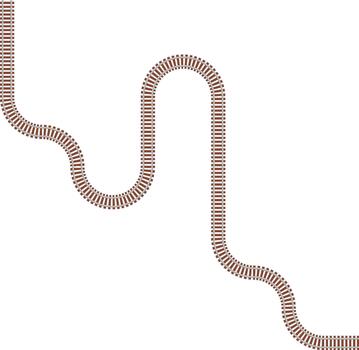 Top view train track line organized as a maze pattern with continuous linear routing. vector
