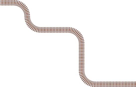 Overhead train track maze combining diagonal routing with rounded wave motion. vector