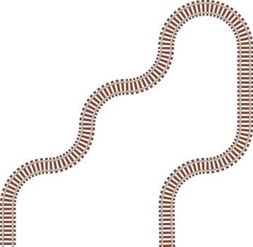 Top view train track showing diagonal orientation combined with maze routing and wave continuity. vector