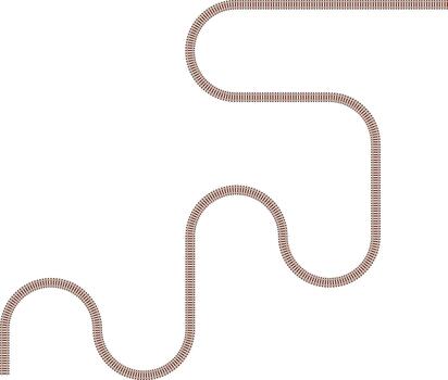 Overhead train track line forming an abstraction with irregular zigzag movement and wave form continuity. vector