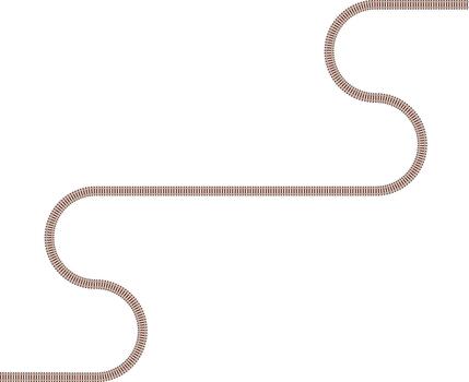 Train track layout combining irregular routing with square structure and zigzag motion. vector