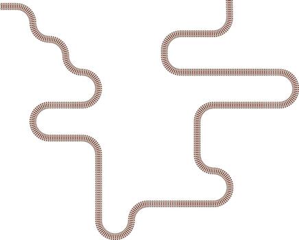 Train track maze combining zigzag structure with rounded wave flow. vector