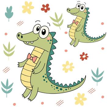 cute crocodile pattern vector