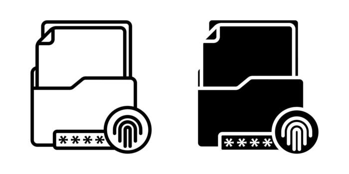 Data Loss Prevention icon set. A minimalist icon representing a data folder with security protection. Designed for data encryption, file protection, and access control concepts. vector