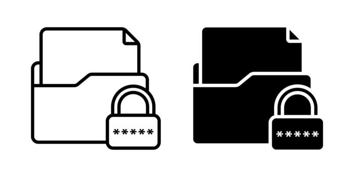 confidencial archivo icono colocar. minimalista ilustración de un carpeta conteniendo documento bloqueado con un contraseña. representa seguridad y privacidad. ilustración en blanco antecedentes. vector