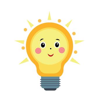 A light bulb with a face on a white background. The concept of a good idea vector