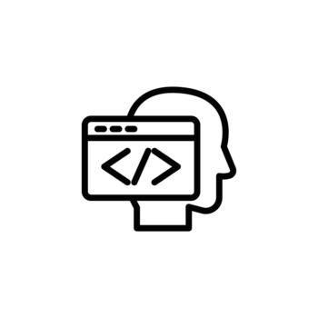 Coding concept web development symbol coding brain vector