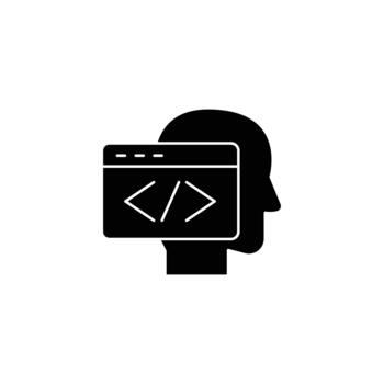 Web developer coding concept human head with browser vector