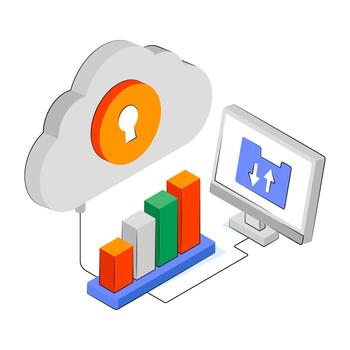 Cloud computing data analysis illustration vector