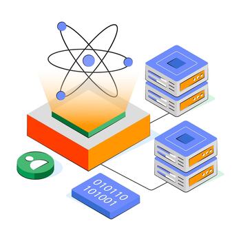 Quantum computing data processing illustration vector