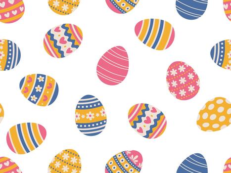 Seamless Easter egg pattern. Easter background, bright eggs. vector