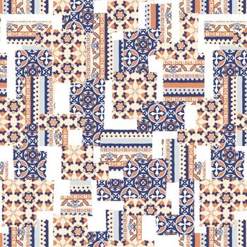 Patchwork pattern with geometric design. vector