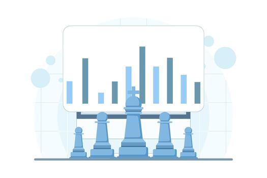 Chess pieces and data graph illustration vector