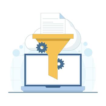 nube datos filtración concepto ilustración. para nube informática, datos Procesando, información gestión, y digital tecnología soluciones vector
