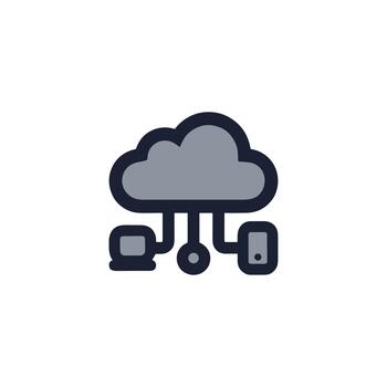 Simple Outline Cloud Computing Connection Devices Network Data Icon vector