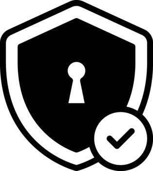proteger seguridad icono con cheque marca sólido vector