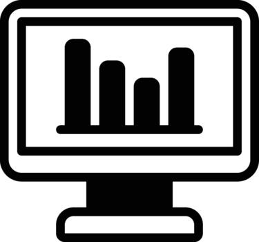 computadora pantalla con bar gráfico sólido vector