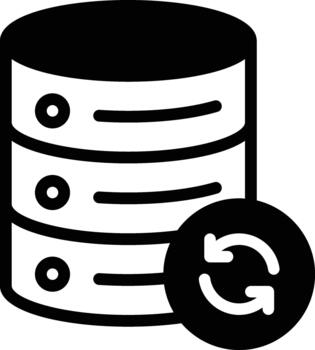 base de datos servidor icono con sincronizar símbolo sólido vector