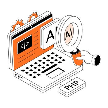 Artificial Intelligence coding illustration, editable vector