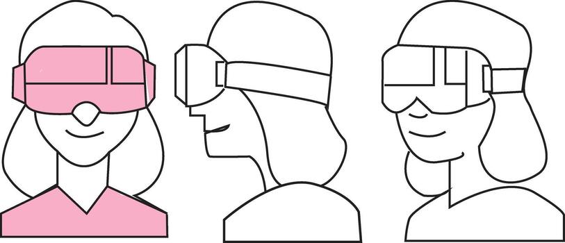 Virtual reality headset users vector