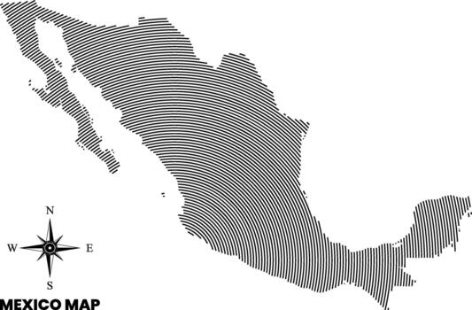 Line Shape Pattern Mexico Map vector
