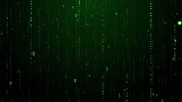 abstrato verde partículas binário código dinâmico digital fundo ciclo video