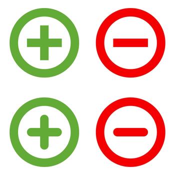 Isolated plus and minus icons on white symbolizing increase and decrease operations vector