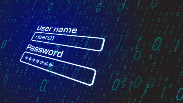 digital iniciar sesión pantalla con usuario01 en binario código antecedentes vector