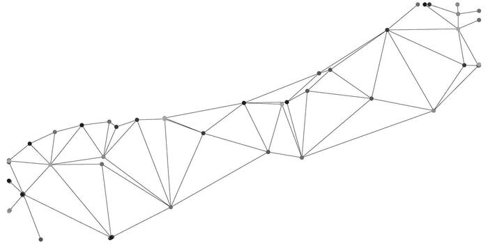 Complex network with interconnected nodes vector