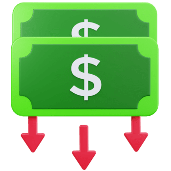 3d icona stipendio diminuire finanziario avvertimento png