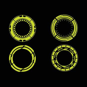 Neon yellow circular interface elements vector